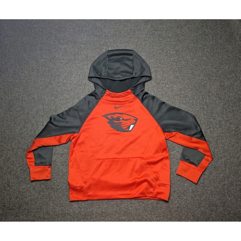 Nike Dri Fit Oregon State Beavers Boys M‎ Pullover Hoodie NCAA Orange & Black